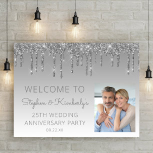 Poster Photo personnalisée Argent 25e anniversaire Bienve