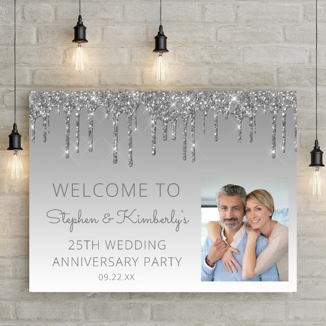 Poster Photo personnalisée Argent 25e anniversaire Bienve (Créateur téléchargé)