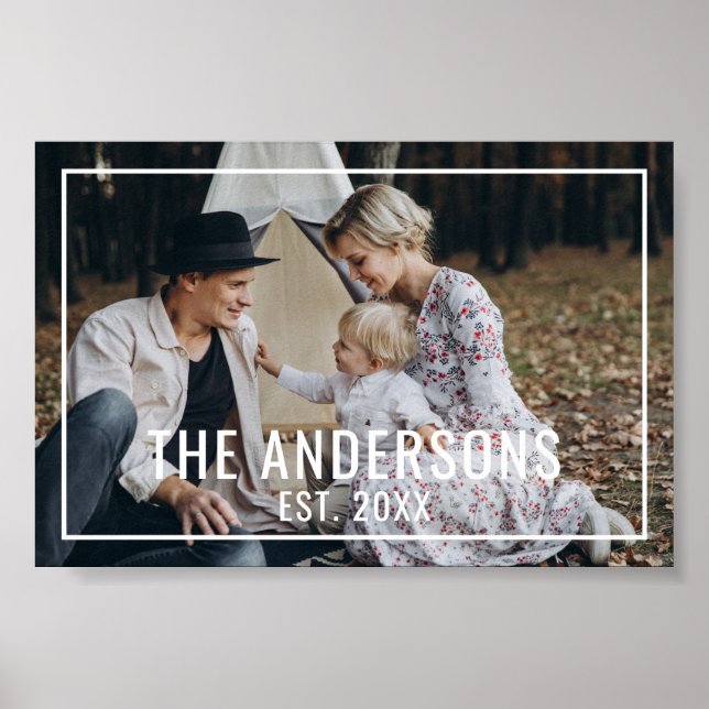 Poster Photo personnalisée avec nom de famille et année d (Devant)