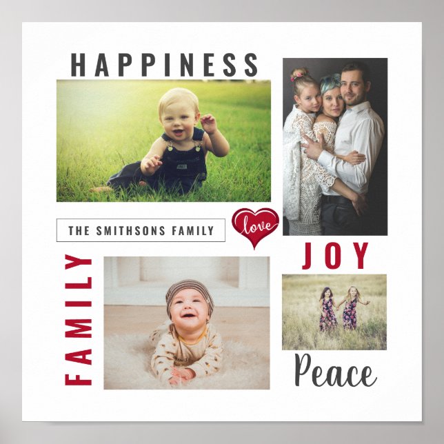 Poster Photo personnalisée Collage Amour Joie Famille (Devant)