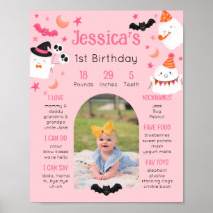 Poster Photo personnalisée d'anniversaire rose mignonne e