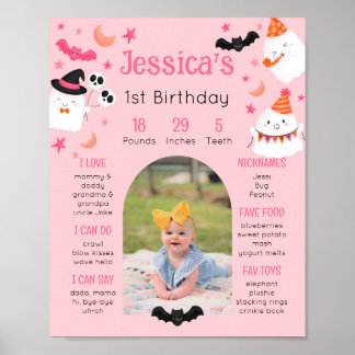 Poster Photo personnalisée d'anniversaire rose mignonne e