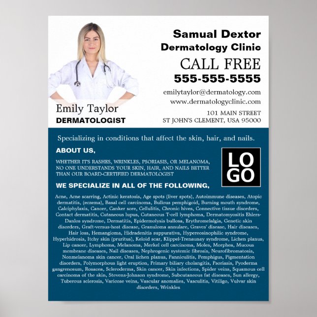 Poster Photo personnalisée, Dermatologue Dermatologie (Devant)