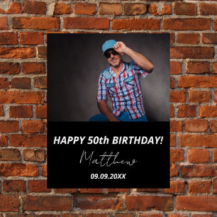 Poster Photo personnalisée noir blanc gars 50e anniversai