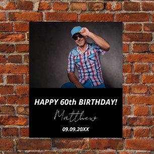 Poster Photo personnalisée noir blanc gars 60e anniversai
