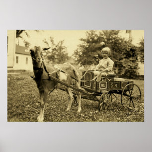 Poster Photo Vintage - "Chèvre Cart" - Imprimer