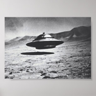 Poster Photo vintage d'OVNI sur la Lune