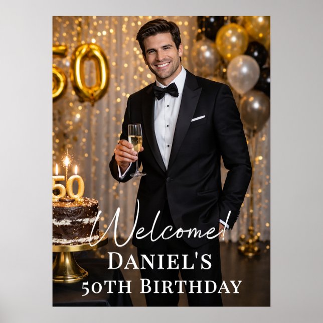 Poster Photo welcome birthday party (Devant)