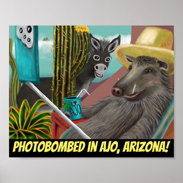 Poster Photobombed in Ajo Arizona, Arizona Carte postale (Devant)