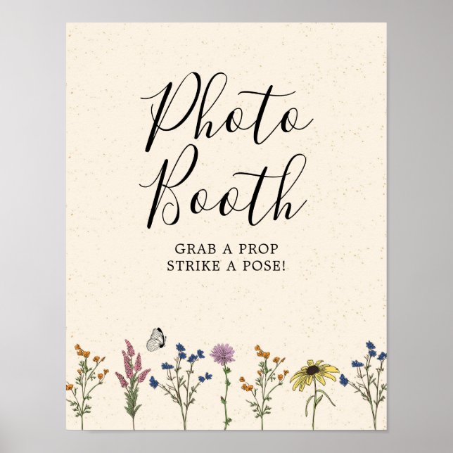 Poster Photobooth Fête de Bébé Fleur Sauvage Vintage (Devant)
