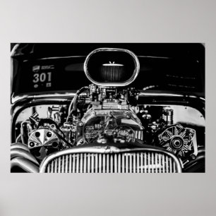 POSTER PHOTOGRAPHIE À GRANDE ÉCHELLE DU MOTEUR DE VOITURE