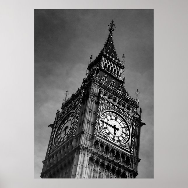 Poster Photographie de Big Ben Art noir et blanc (Devant)