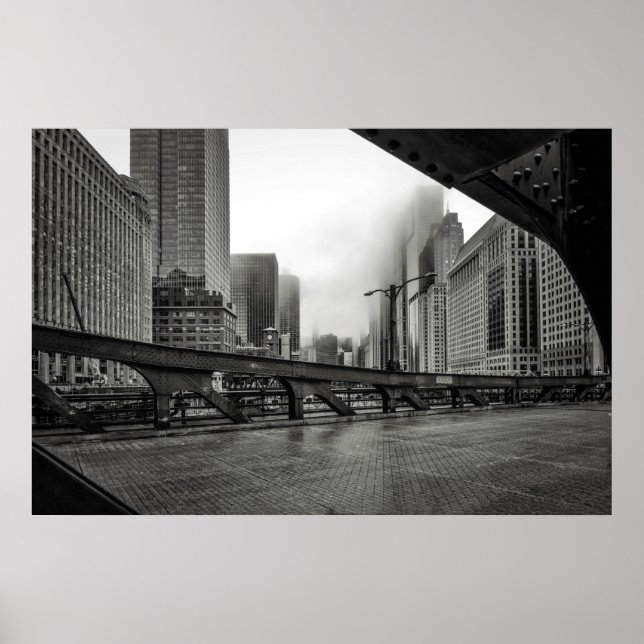 Poster Photographie de Black and White Chicago View (Devant)