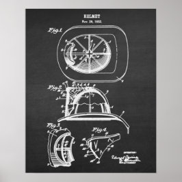 Poster Photographie de brevet de pompier no 2 Casque pomp