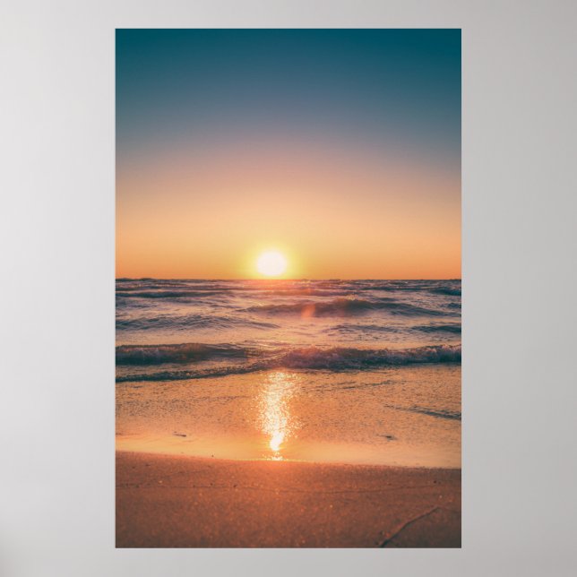Poster Photographie de la plage du coucher du soleil #1 (Devant)