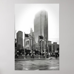 Poster Photographie de la ville de Chicago en noir et bla