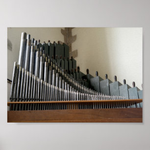 Poster Photographie de mécanismes musicaux d'un orgue à t