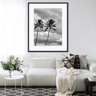 Poster Photographie de palmiers tropicaux en noir et blan