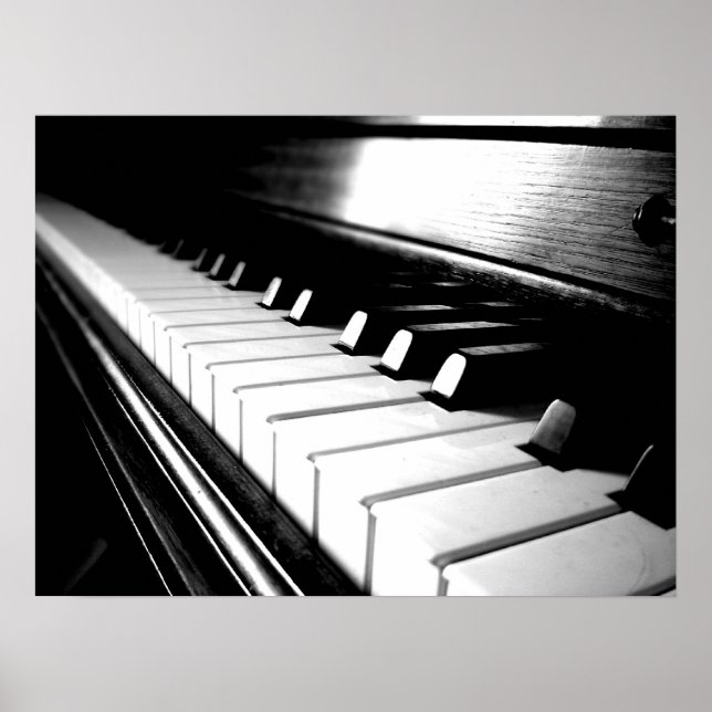 Poster Photographie de piano noir et blanc classique (Devant)