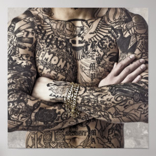 Poster Photographie de tatouage sur corps masculin