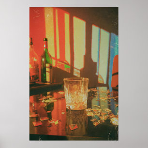 Poster Photographie de verre brisé lunatique ombres color