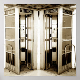 Poster Photographie des cabines de vieux téléphones