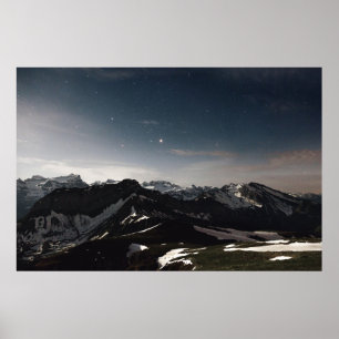 POSTER PHOTOGRAPHIE DU PAYSAGE DE MONTAGNE NOIRE ET BLANC