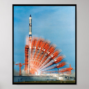 Poster Photographie en accéléré du lancement de la fusée 