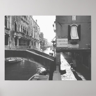 Poster Photographie en noir et blanc Venise Italie Canal