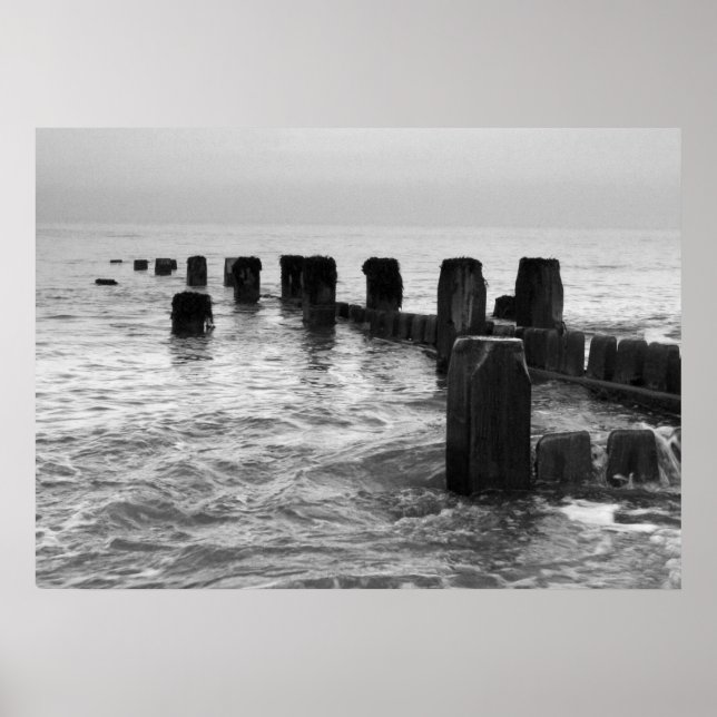 Poster Photographie noir et blanc - "brise-mer" (Devant)