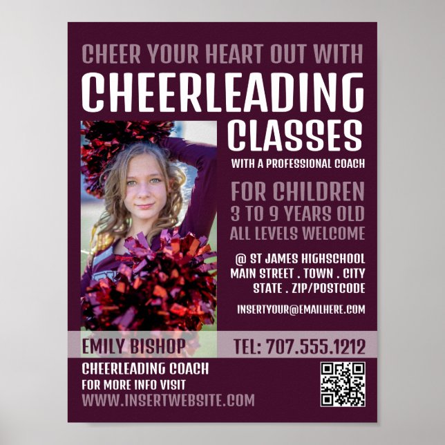 Poster Photographie personnalisée, cours de cheerleading (Devant)