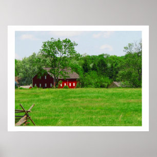 Poster Photographie pittoresque de grange rouge