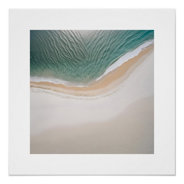 Poster Photographie Plage Sable Beige Beige Neutre Bleu (Devant)