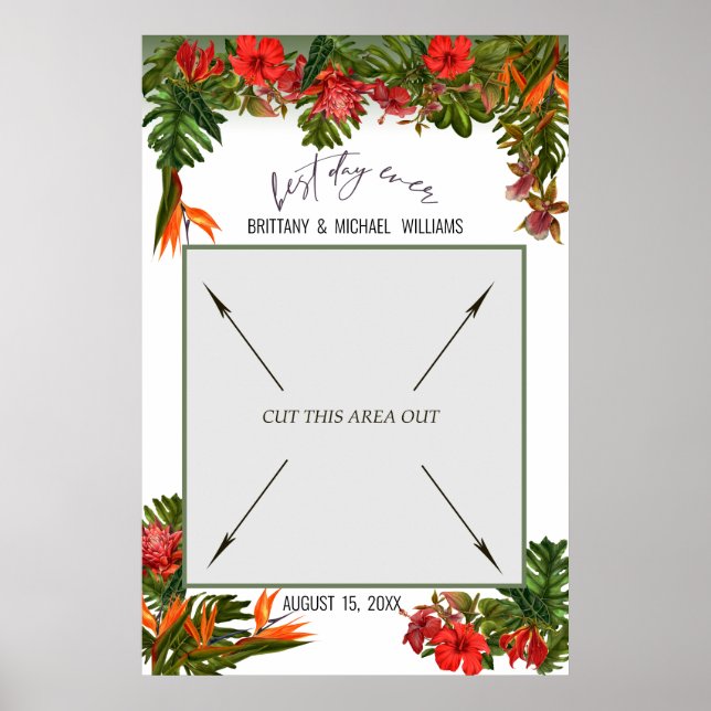 Poster Photomaton de mariage floral Brise Tropicale (Devant)