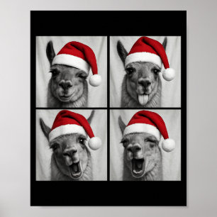 Poster Photomaton drôle de lama de Noël Santa