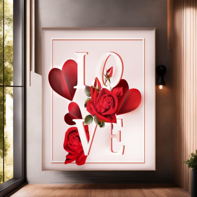 Poster Photos de la Saint Valentin avec roses rouges spéc (Créateur téléchargé)