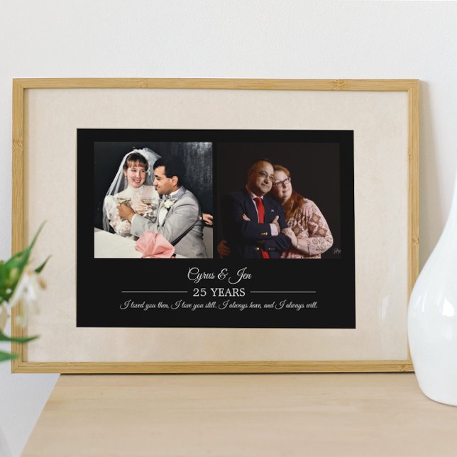 Poster Photos de Maintenant et d'Autrefois Texte Argent A (Créateur téléchargé)