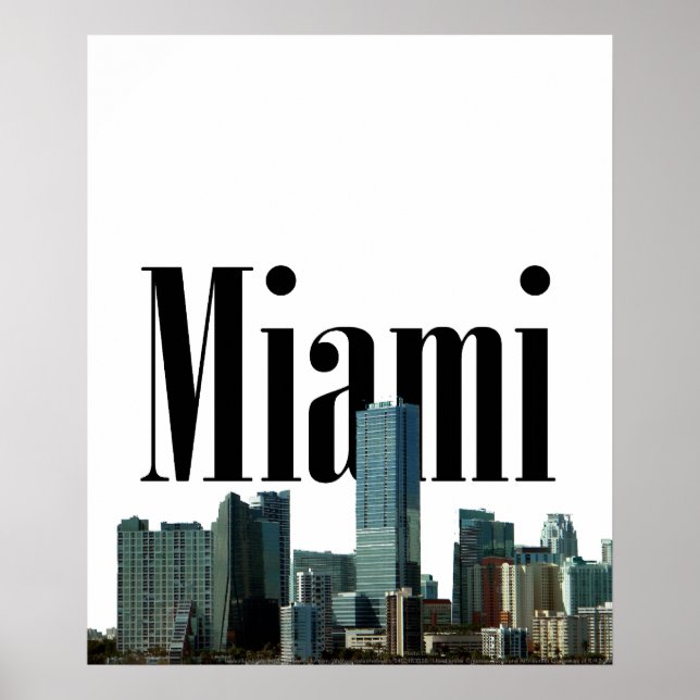 Poster Photos de Miami Skyline avec Miami dans le ciel (Devant)