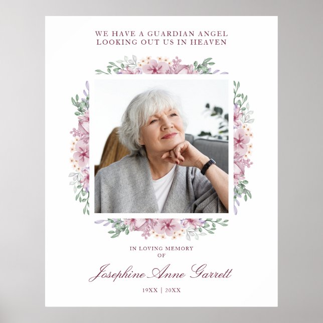 Poster Photos florales roses Souvenir Mariage Chers collè (Devant)