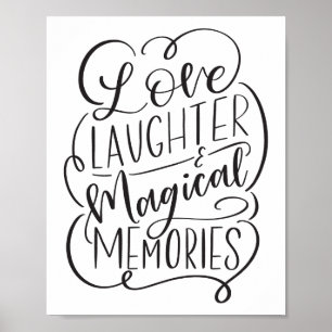 Poster Phrase de typographie   Love Laughter Magical Memo