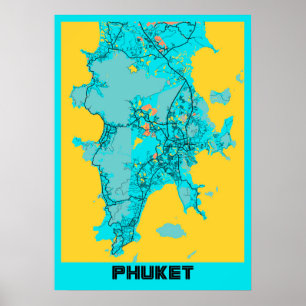 Poster Phuket - Carte de la ville de Thaïlande Gloria