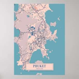 Poster Phuket - Thaïlande Breezy City Map