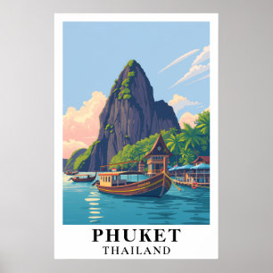 Poster Phuket Thaïlande Île Tropicale Vintage Art de Voya
