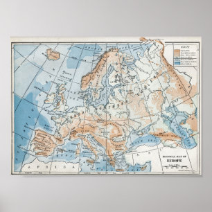Poster Physical Map of Europe (1916)