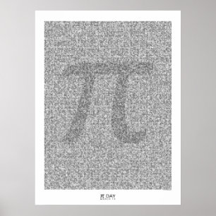Poster Pi art à la 31,415ème décimale avec grand Pi