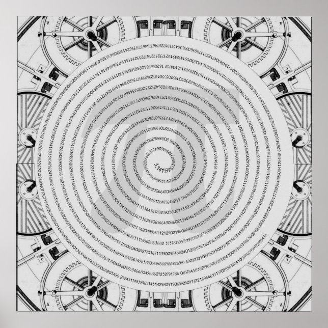 Poster Pi dans une spirale à 2210 chiffres dans l'affiche (Devant)