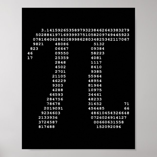 Poster Pi Day Ascii Pi 3.14 Numéro Geek mathématique (Devant)