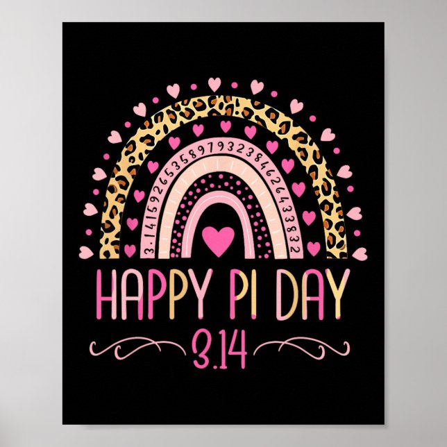 Poster Pi Day Spiral Pi Math Enseignant 3.14 Leopard Arc- (Devant)
