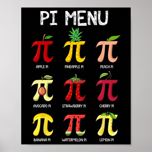 Poster Pi Menu Pie Mathématiques Jour Mathématiques Mathé (Devant)