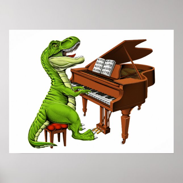 Poster Pianiste T-Rex Dinosaur (Devant)
